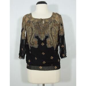 INC INTERNATIONAL CONCEPTS Blouse S SMALL Paisley Nylon Lined 3/4 Sleeves